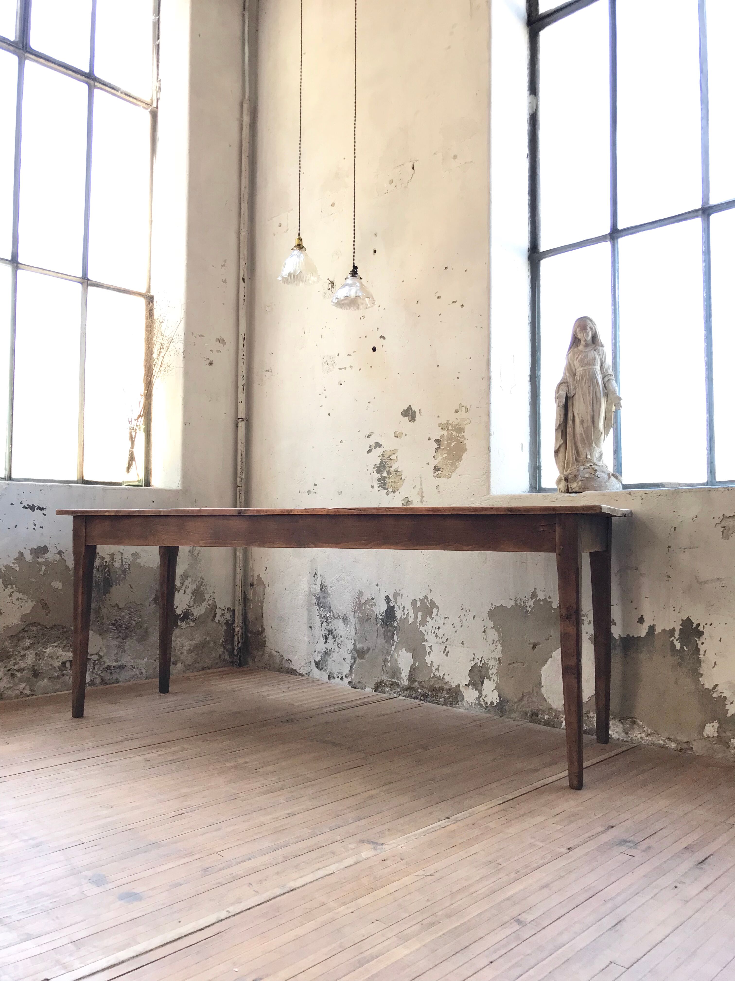Table de ferme vintage en hêtre