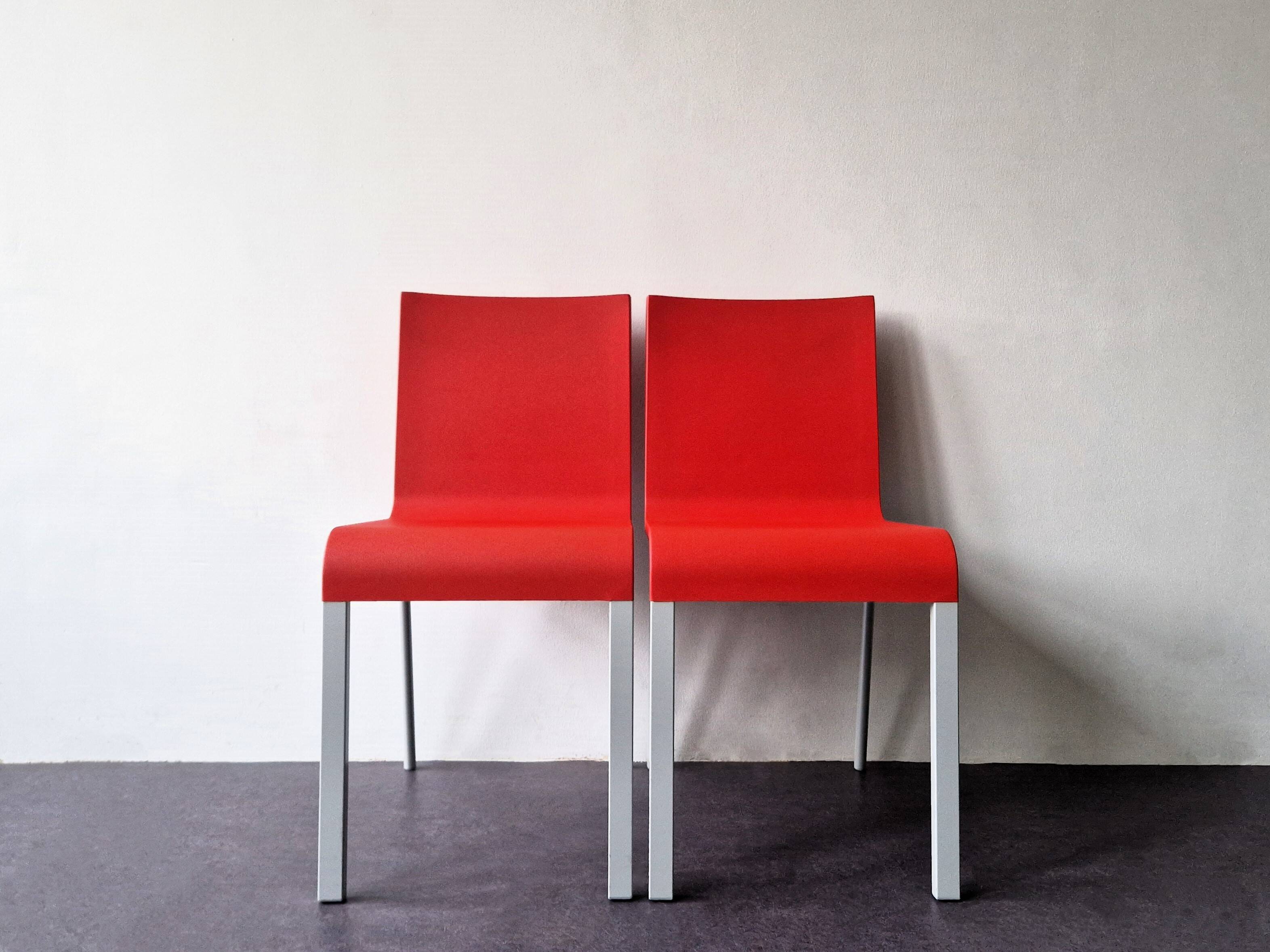 Ensemble de 2 chaises rouges .03 de Maarten van Severen pour Vitra, Suisse 1998