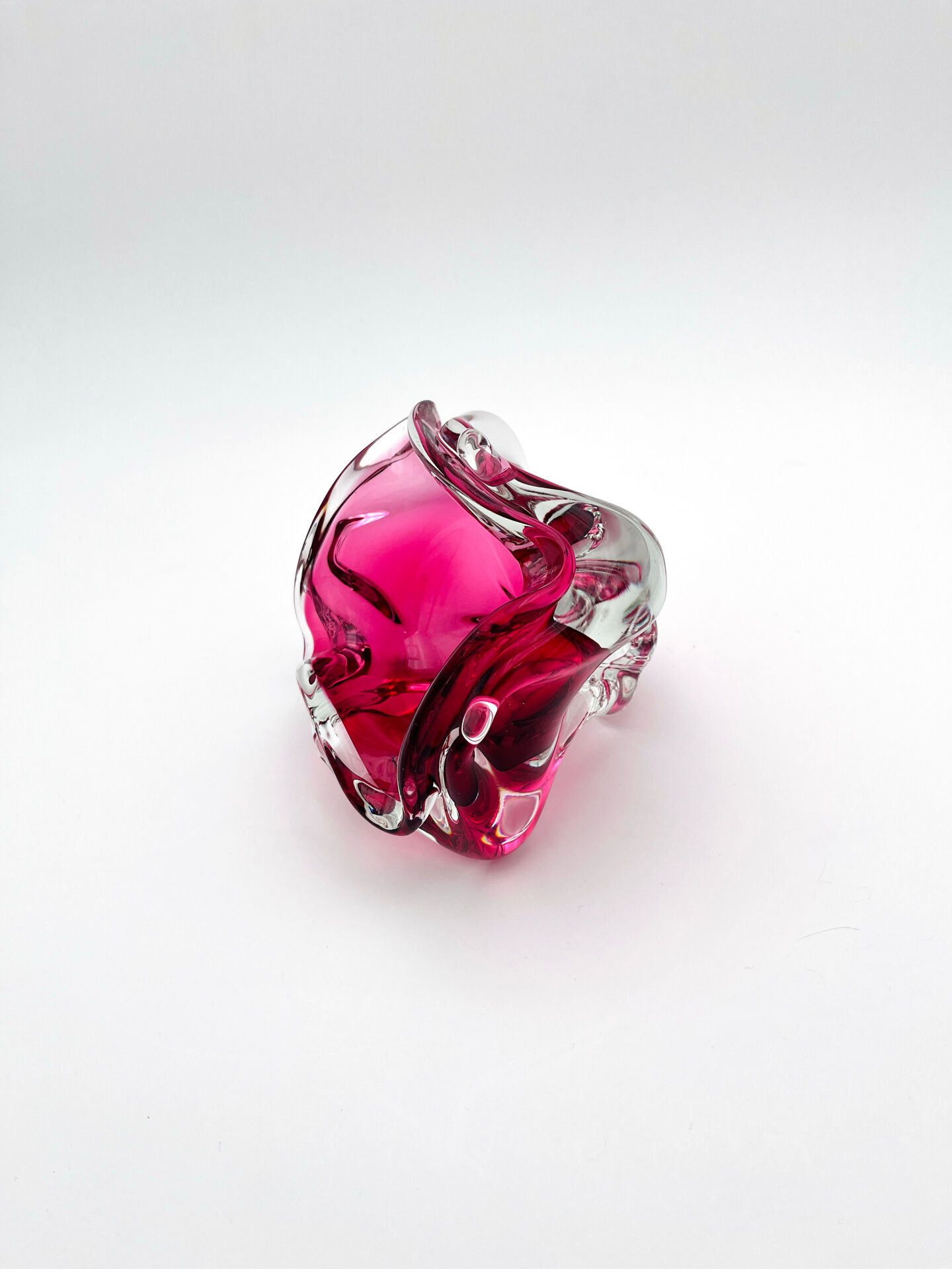 Bowl - Josef Hospodka - Sommerso Bohemian Crystal Pink