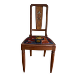 Vintage - 1930s chair with marquetry - Art Deco style - Renovated