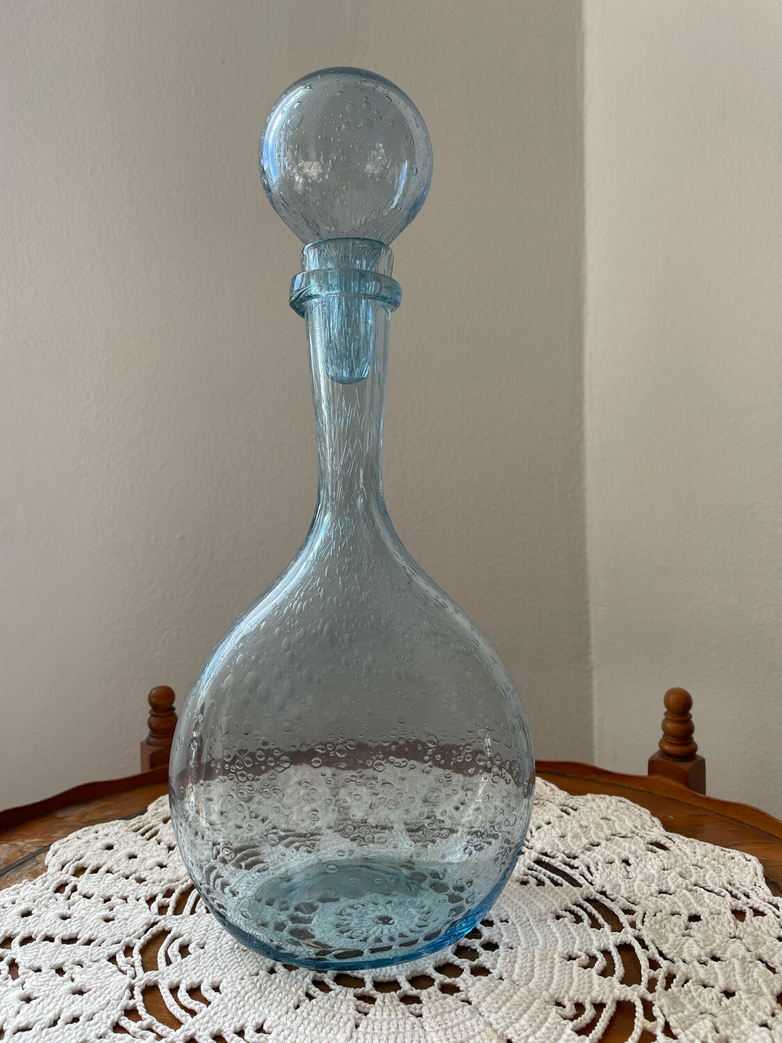 Blue carafe blown glass Biot
