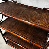 Dark rattan and bamboo bookshelf shelf