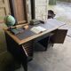 Old wood and leather desk