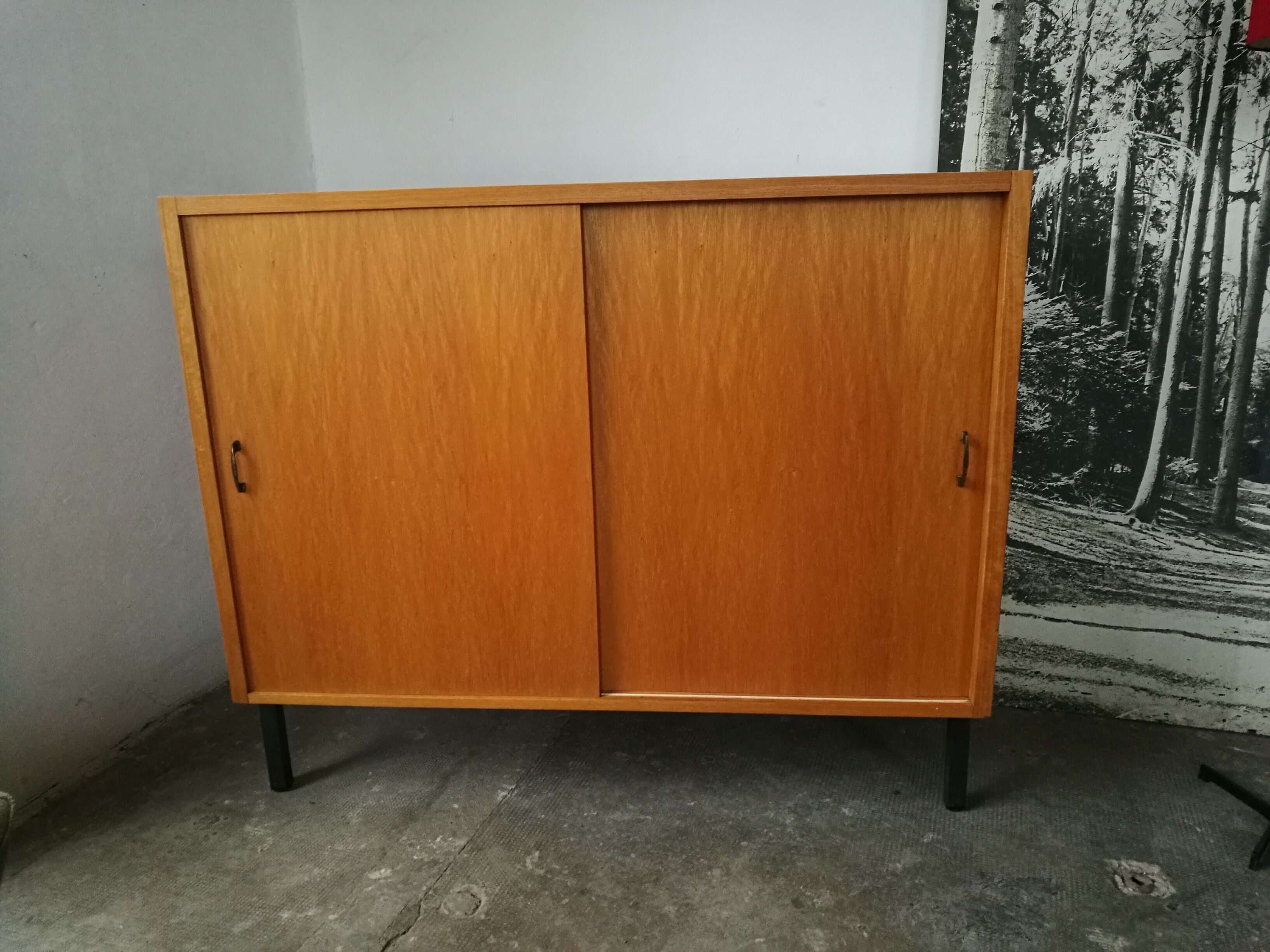 Vintage sideboard sliding doors 1970