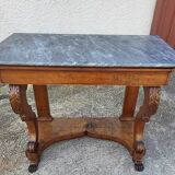 Empire restauration console with marble top in walnut from the 19th century
