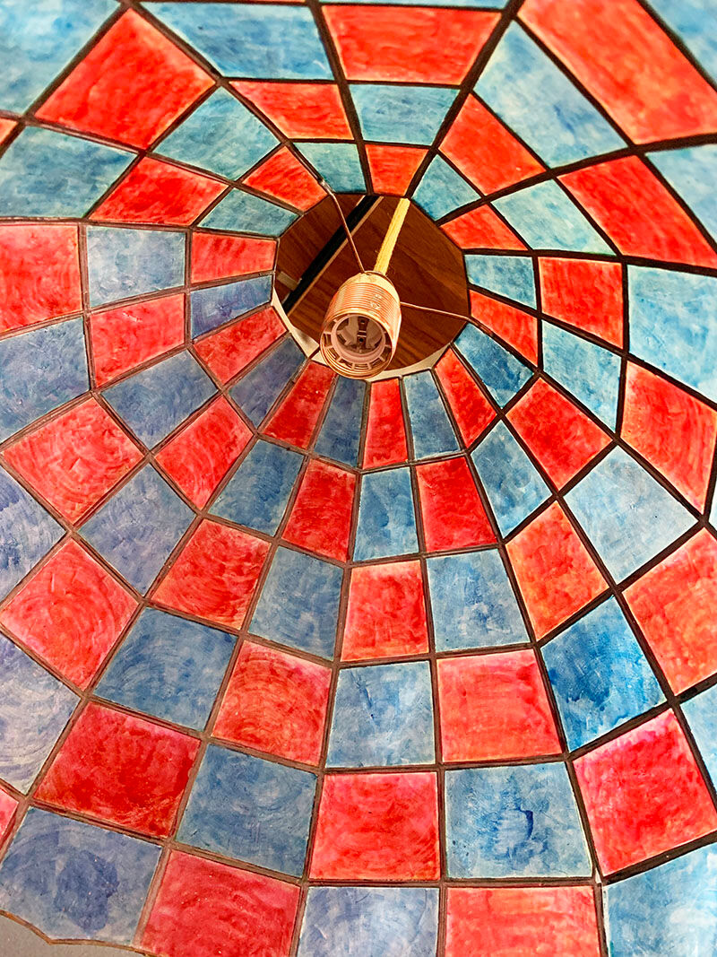 Mother-of-pearl and brass hanging lamp