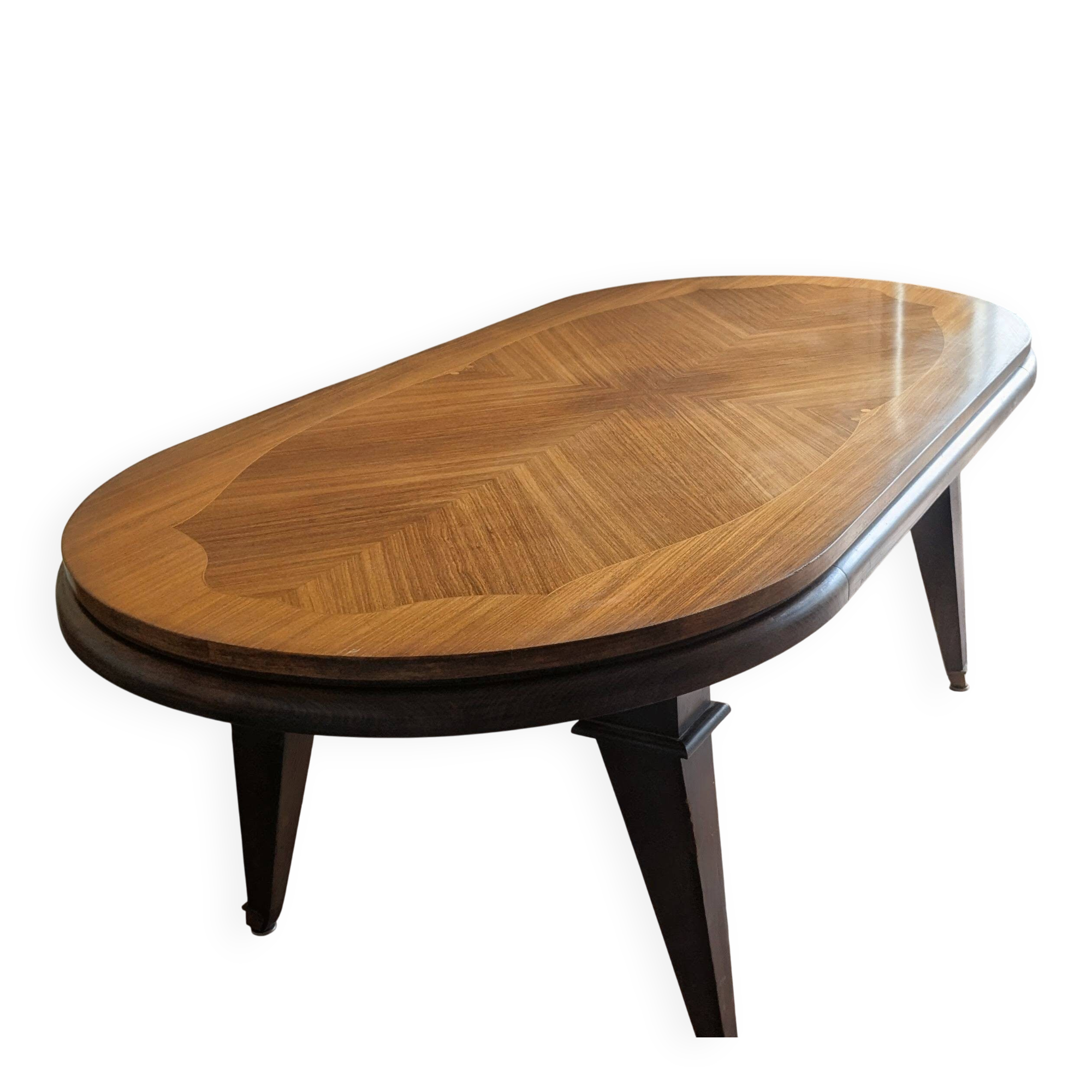 Large Vintage Dining Table 2m. Chevron Inlay