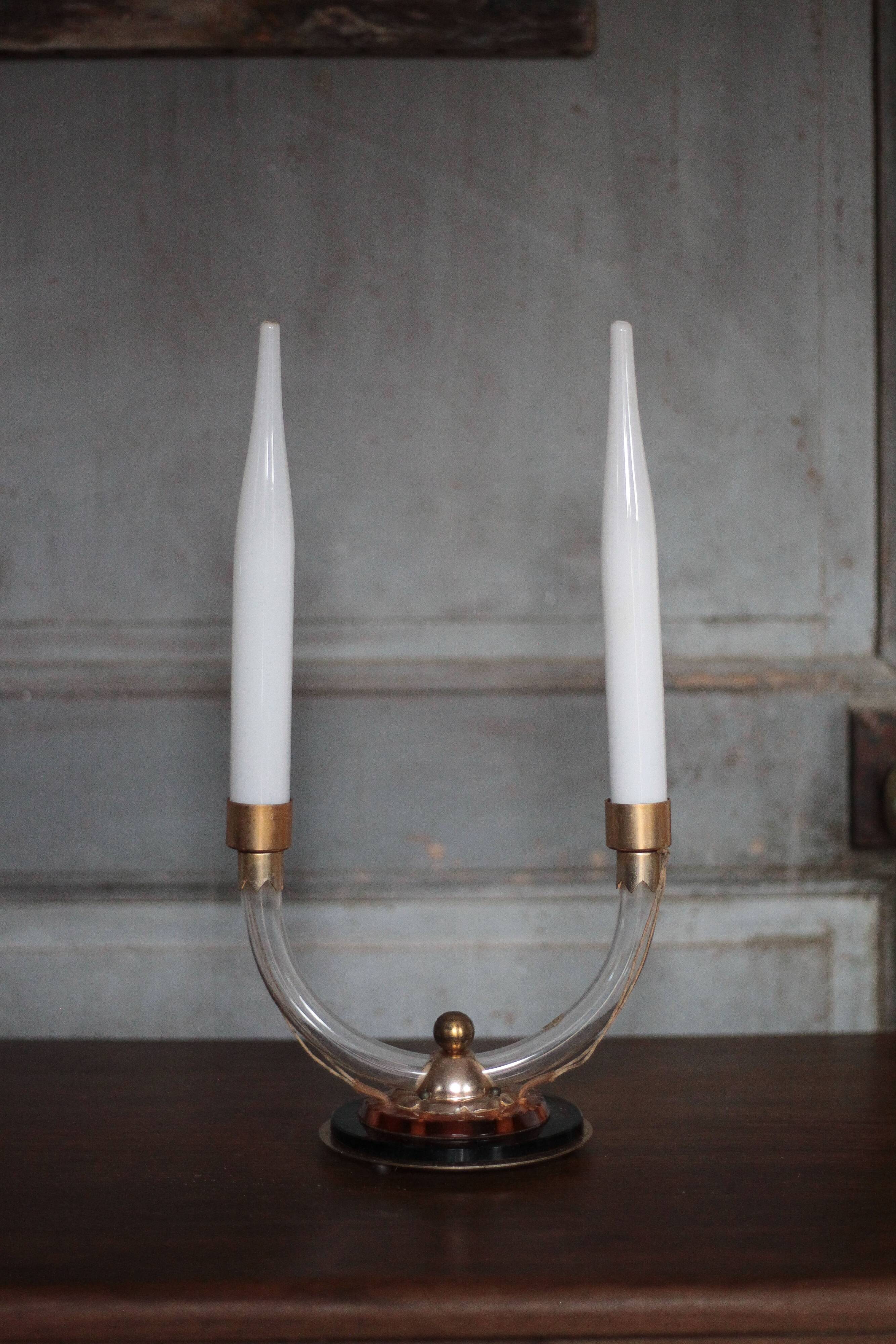 Pair of art deco lamps, pair of art deco candlesticks, table lamps, decoration