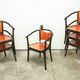 Table and 6 armchairs Baumann Diese, design Pagnon Pelhaître, Wenge color and red,