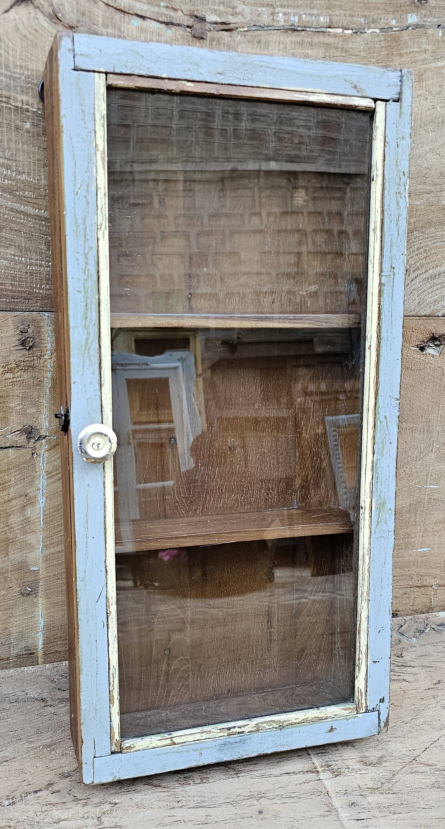 Old Burmese teak wall display case