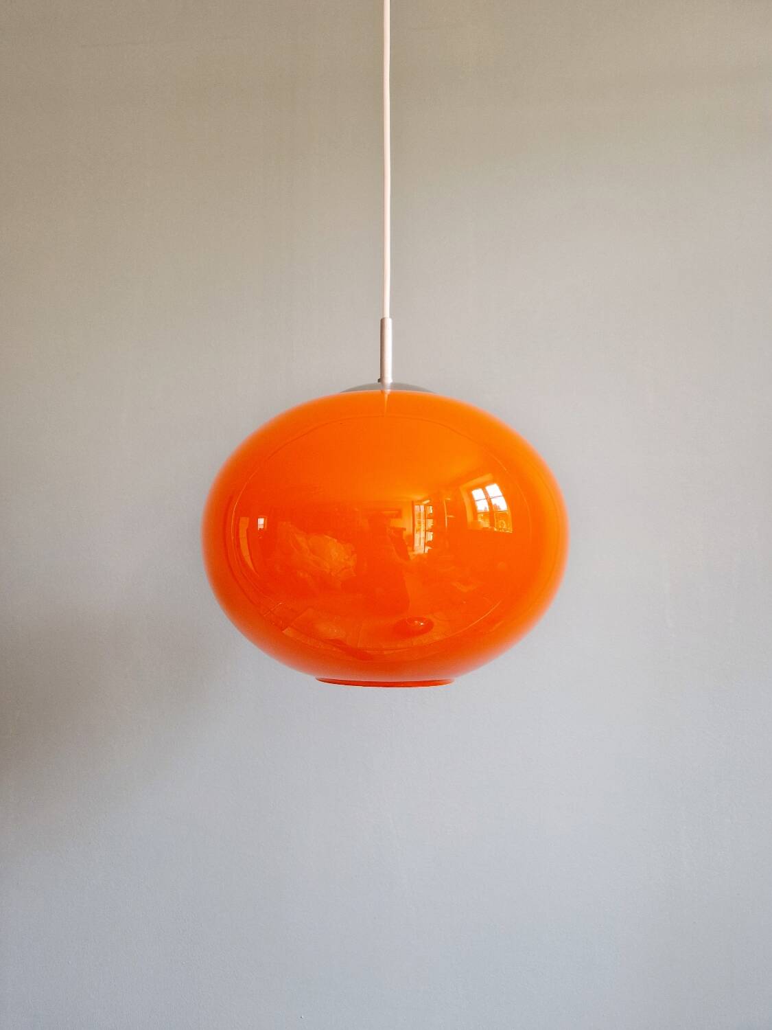 Large Space Age pendant light in orange opaline, 1960s-70s