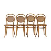 Set de 4 chaises cannées Thonet N°15 vers 1895 finition "chêne moyen"