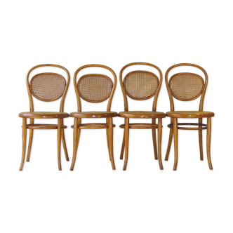 Set of 4 cannes chairs Thonet No.15 around 1895 finish "medium oak"