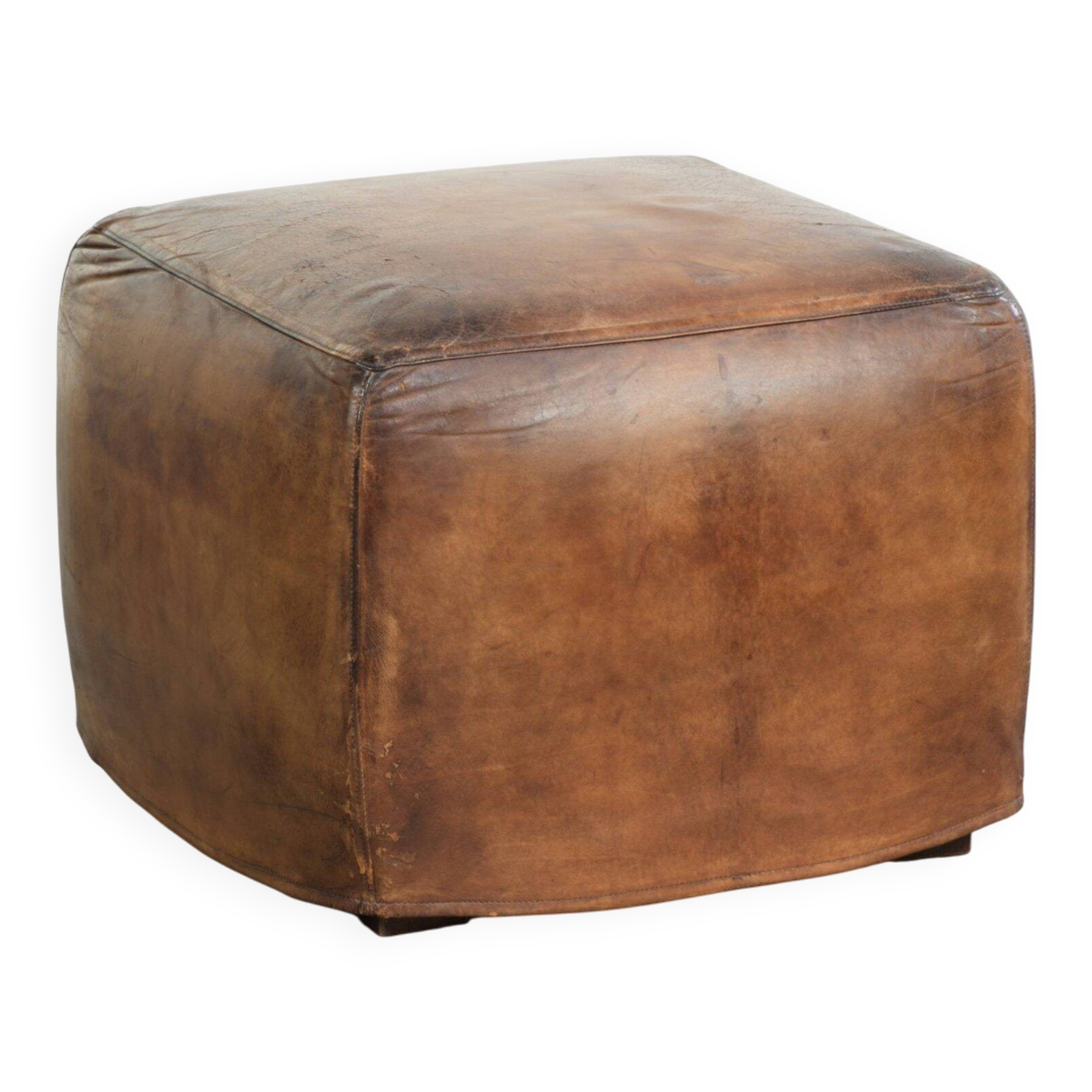 Sheepskin design ottoman with a very beautiful patina and stunning colours