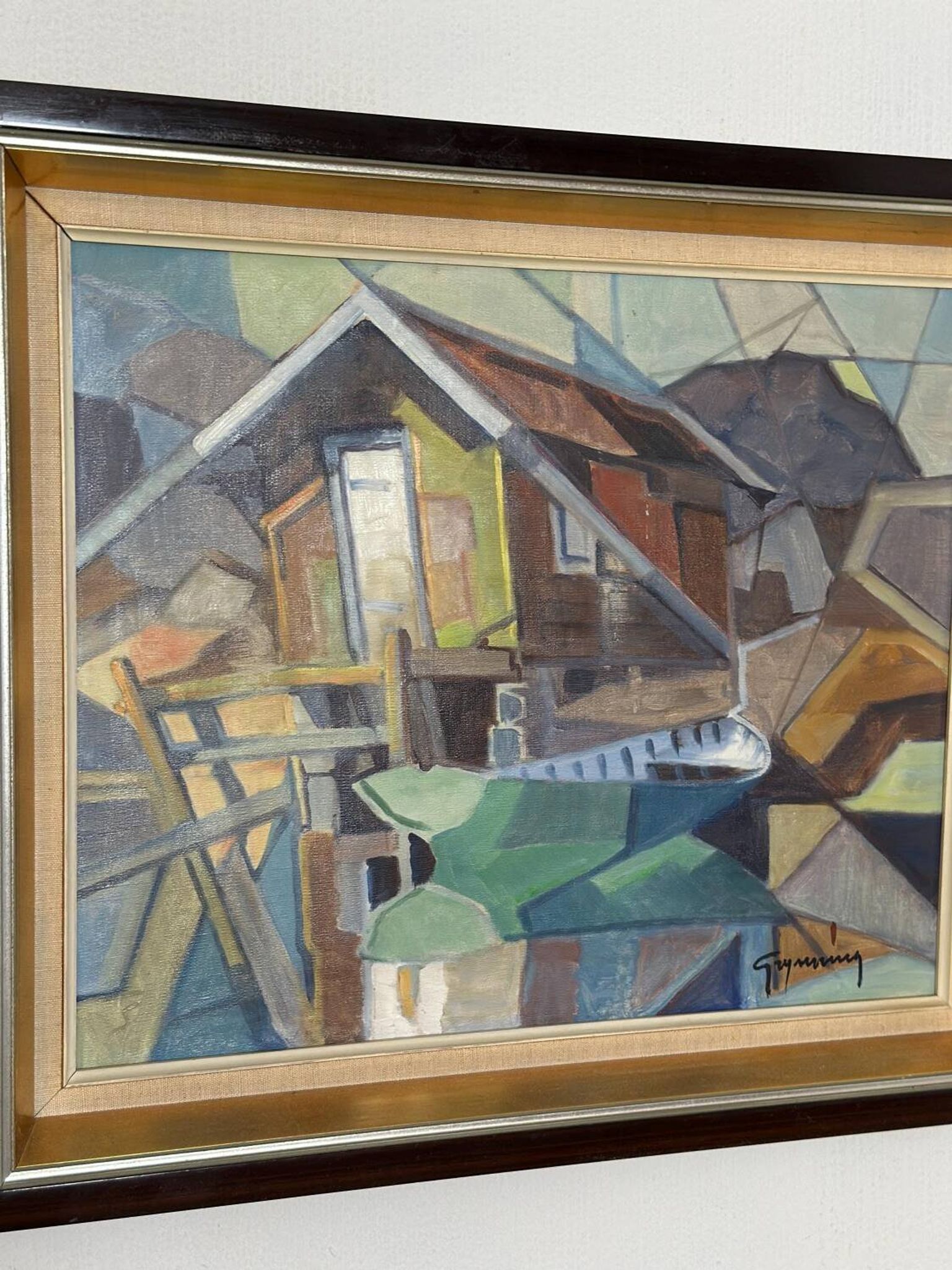 Swedish Oil on Canvas – “Lakeside Hut” by EVERT GRYNNING
