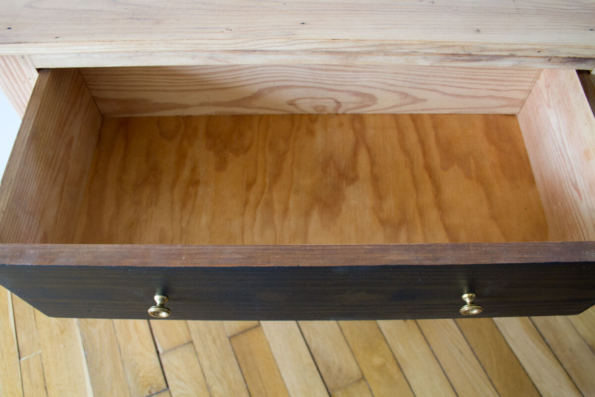 Commode vintage noire et bois