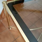 Table basse en laiton et verre fumé