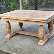 Table de monastère art déco extensible rénovée en chêne brut 250cm