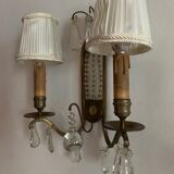 Art deco wall lamp in brass, pearls and tassels