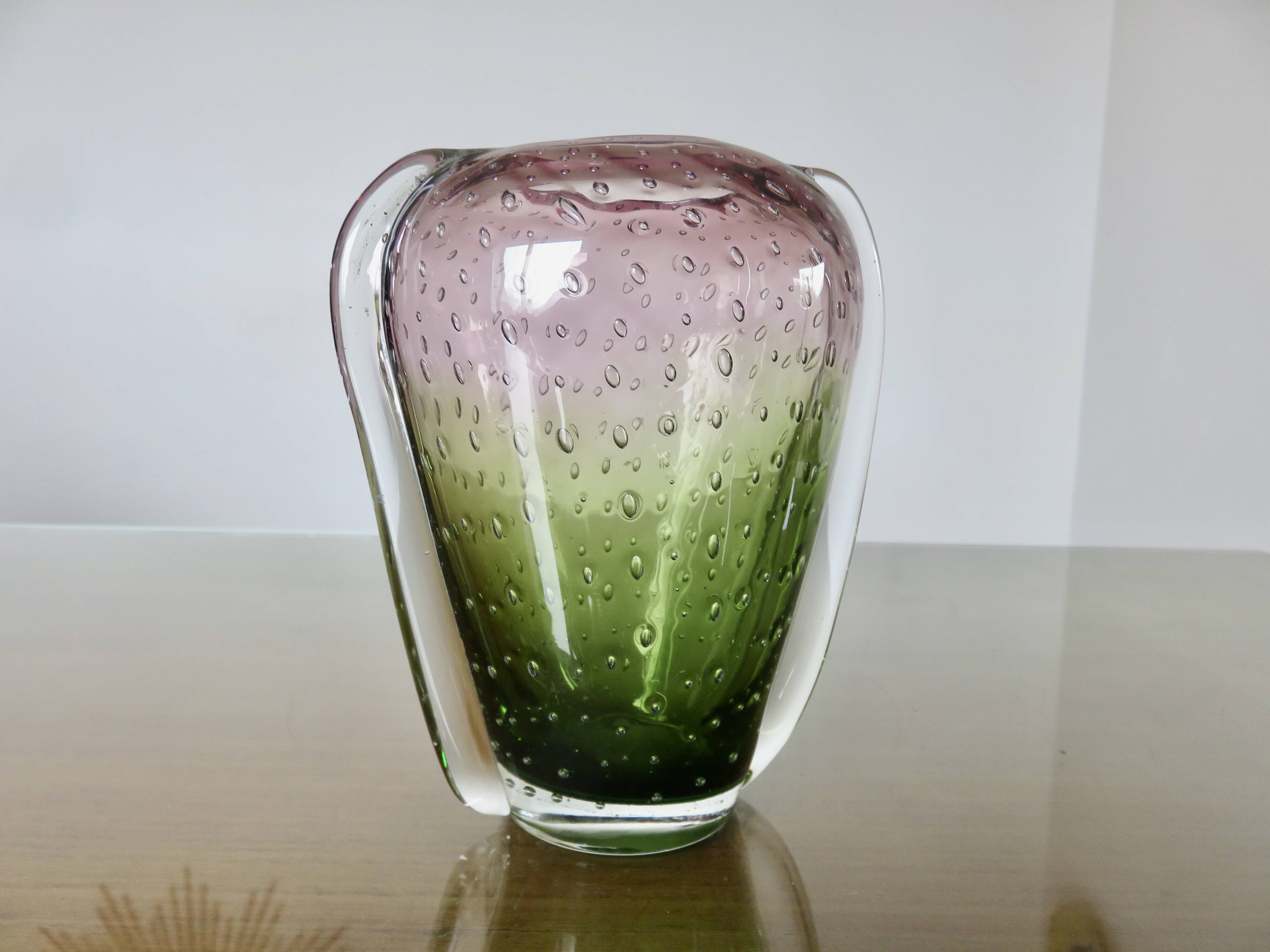 Murano vase in blown glass, bubbled, 50s-60s