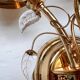 Brass and crystal art deco wall lamp attributed to palwa, 1960s