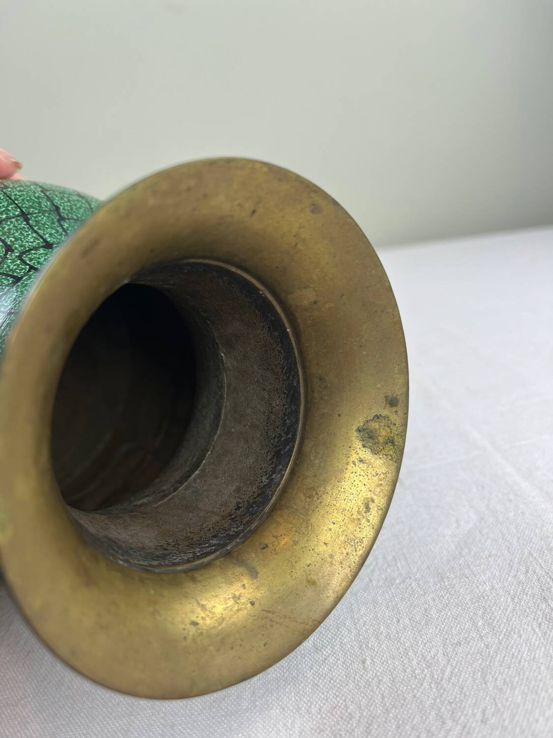 Decorated brass vase