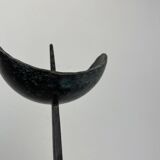 Large 47cm Brutalist Cast Iron Candle Holder by Manfred Bergmeister, Germany 1970