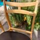 5 Scandinavian style chairs, wood and black faux leather.