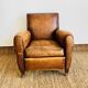 Fauteuil Club en cuir marron
