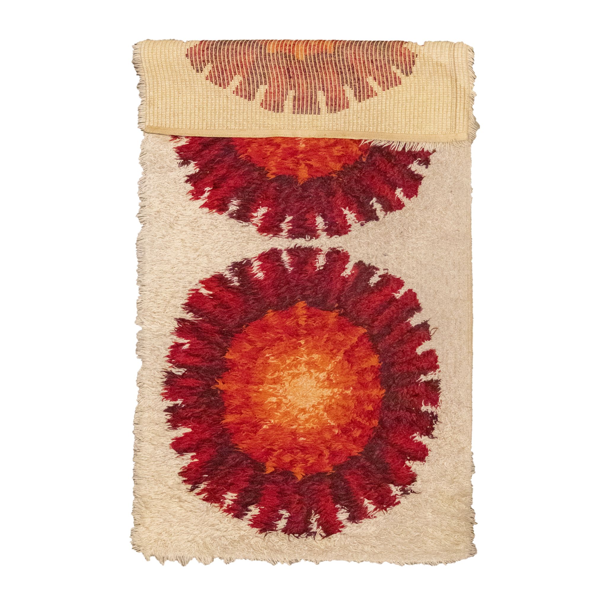 Tapis en spirale de l’âge de l’espace rouge et crème