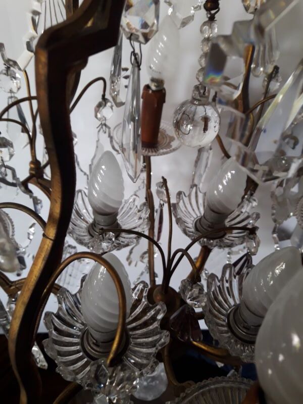 Louis XV-style bronze cage and crystal Baccarat chandelier