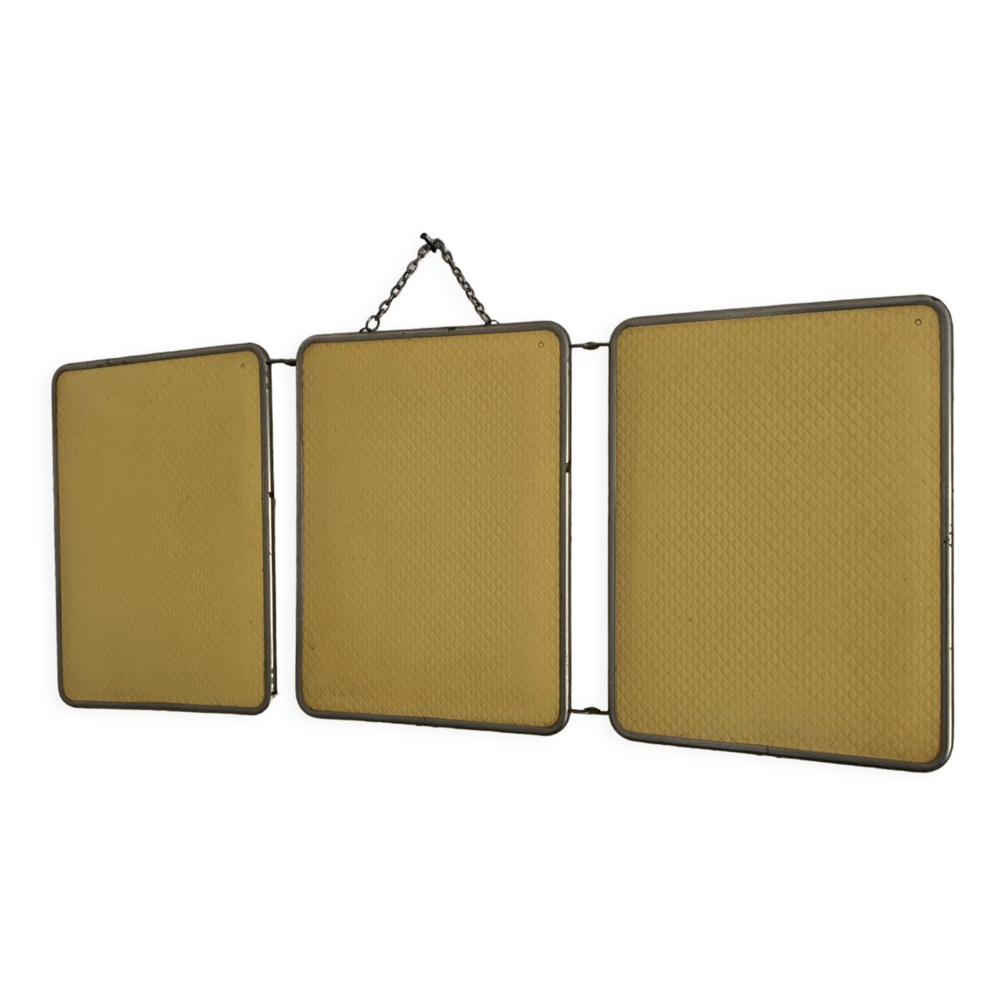 Vintage mirror 1960 triptych ivory barber - 24 x 58 cm