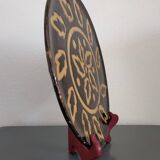 Vintage Dauphiné glazed terracotta dish Michèle Peyric Leaf decoration