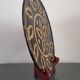 Vintage glazed terracotta dish from Dauphiné by Michèle Peyric, leaf design.