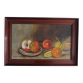 Old still life painting of fruits signed oil on canvas