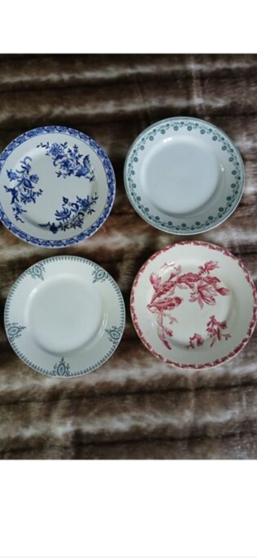 10 antique flat plates in ironstone