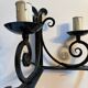 Vintage black wrought iron wall sconce with 2 lights – 1950s/60s