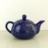 Blue glazed and speckled ceramic teapot