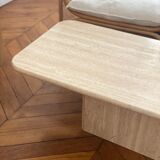 Minimalist design coffee table in unbleached travertine stone