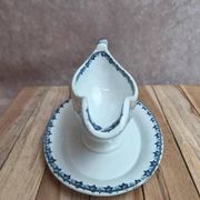 Saucière ancienne Sarreguemines forme Bambou – décor bleu non répertorié – terre de fer