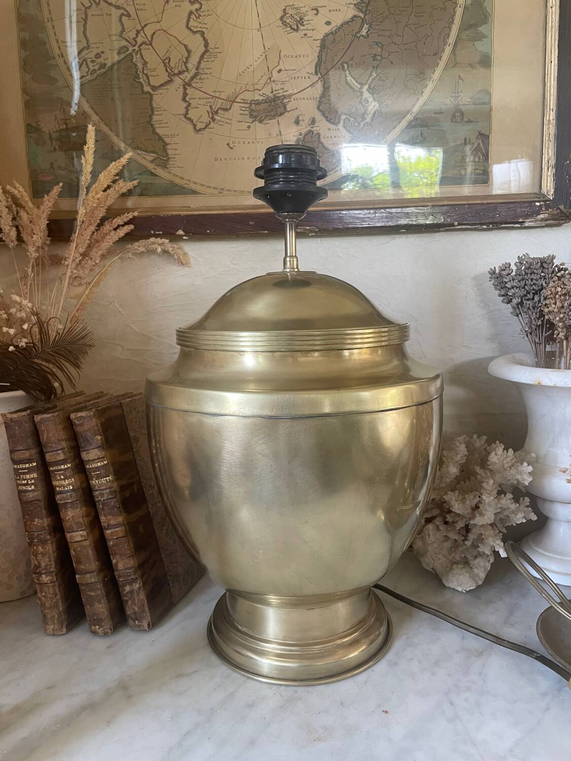 Vintage brass baluster lamp