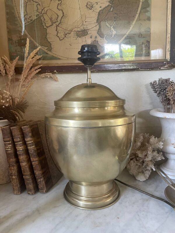 Pied de lampe balustre en laiton vintage