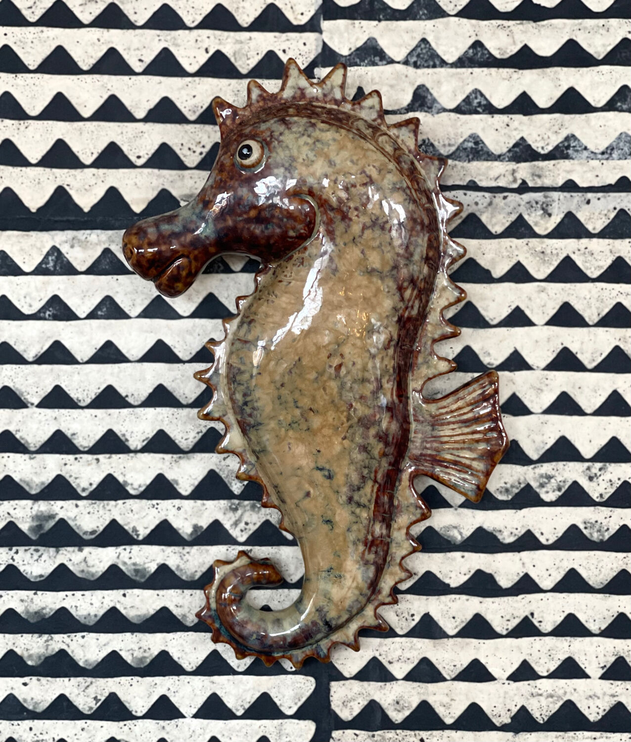 Ceramic wall seahorse