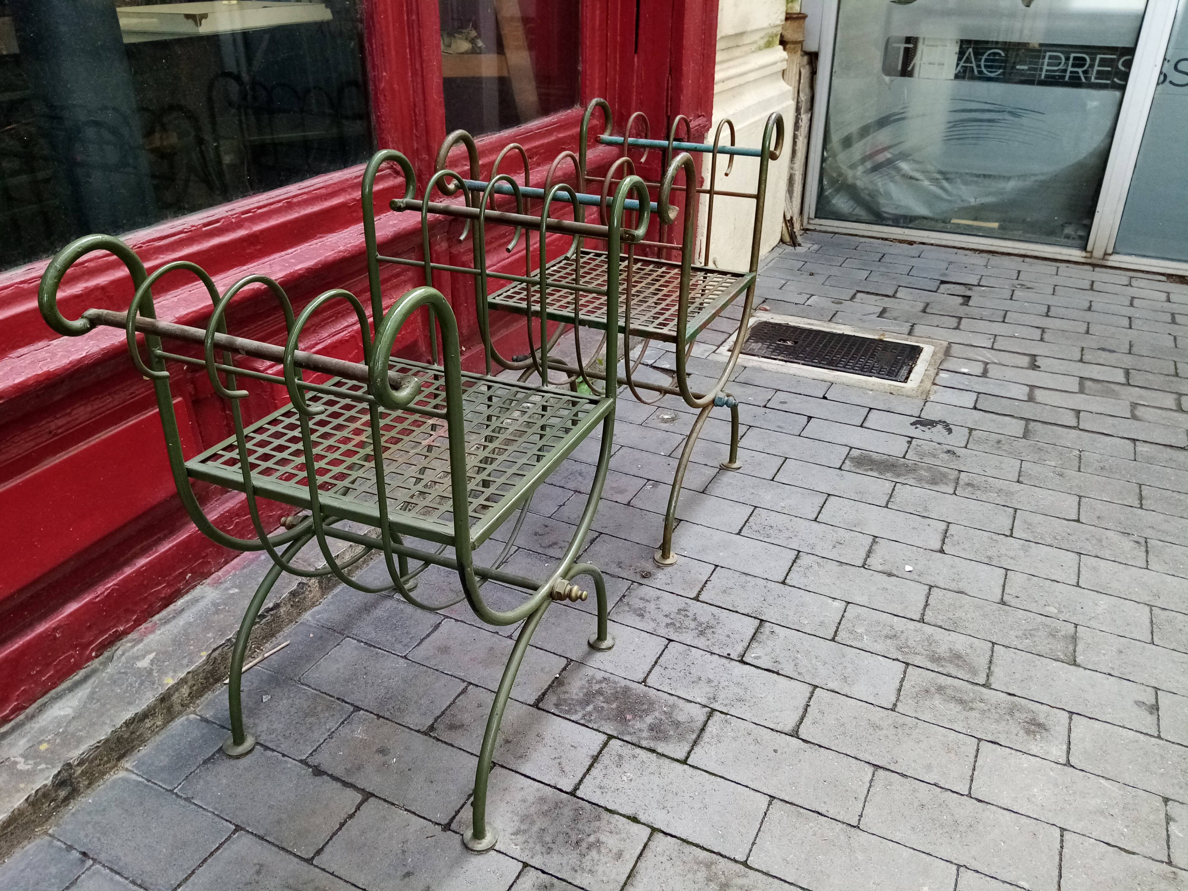 Pair of curule garden stools