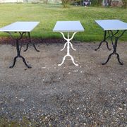 3 Cast Iron and Wood Bistro Tables