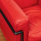 LE CORBUSIER AND PIERRE JEANNERET: "LC2" armchair in red leather