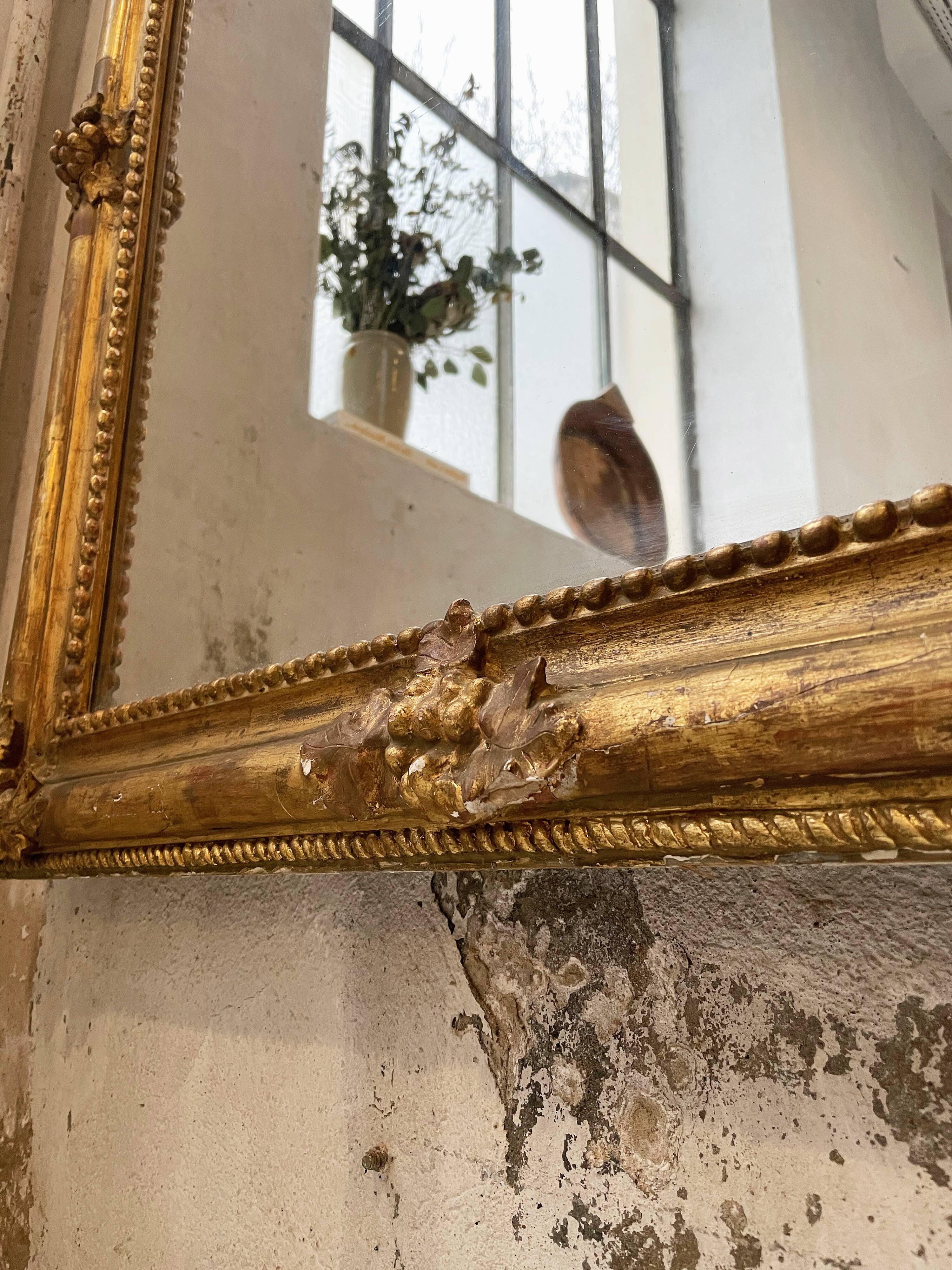 Louis Philippe Flowered Mirror 19th 84x150cm