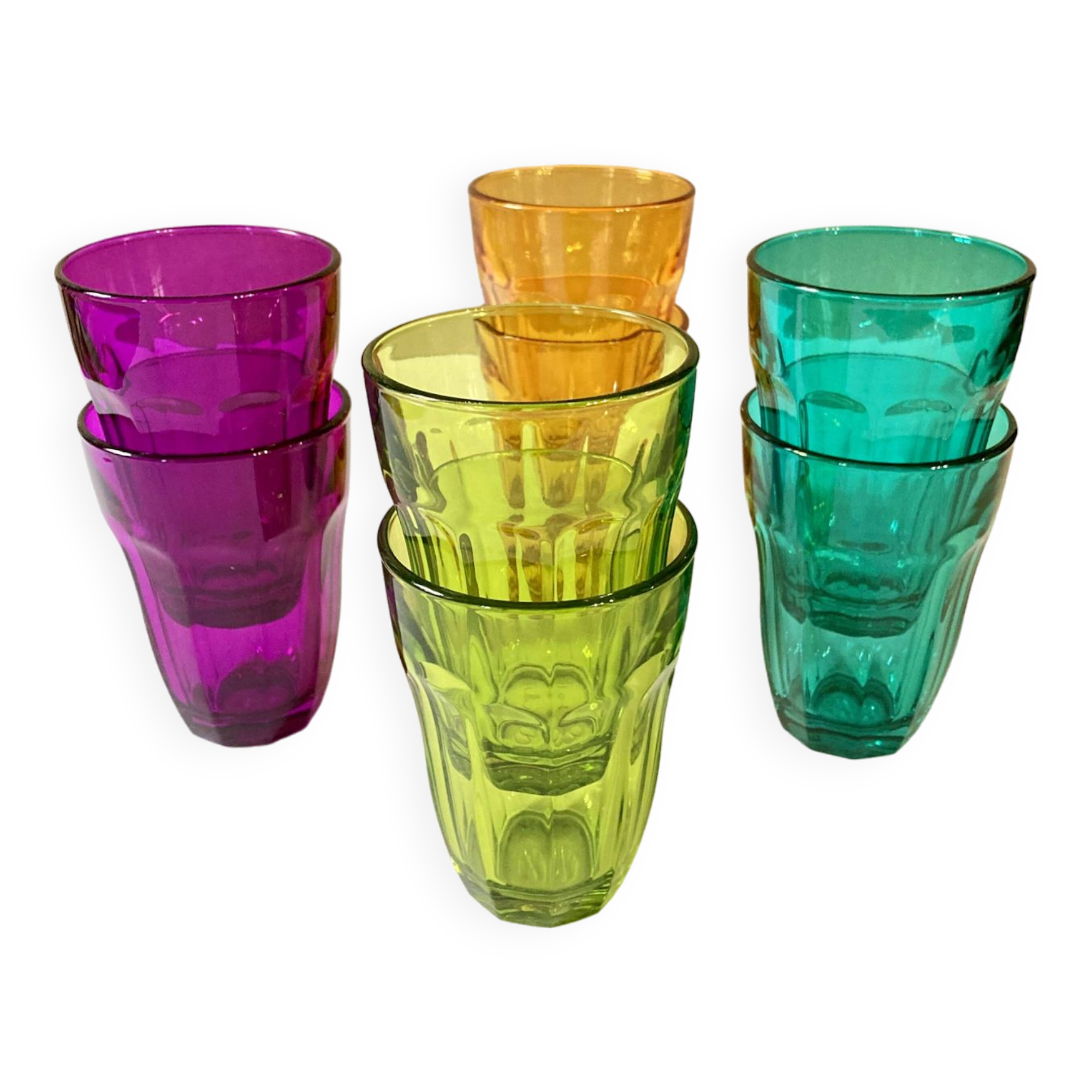 Colorful vintage lemonade glasses, Pasabahce Palaks