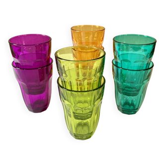 Colorful vintage lemonade glasses, Pasabahce Palaks