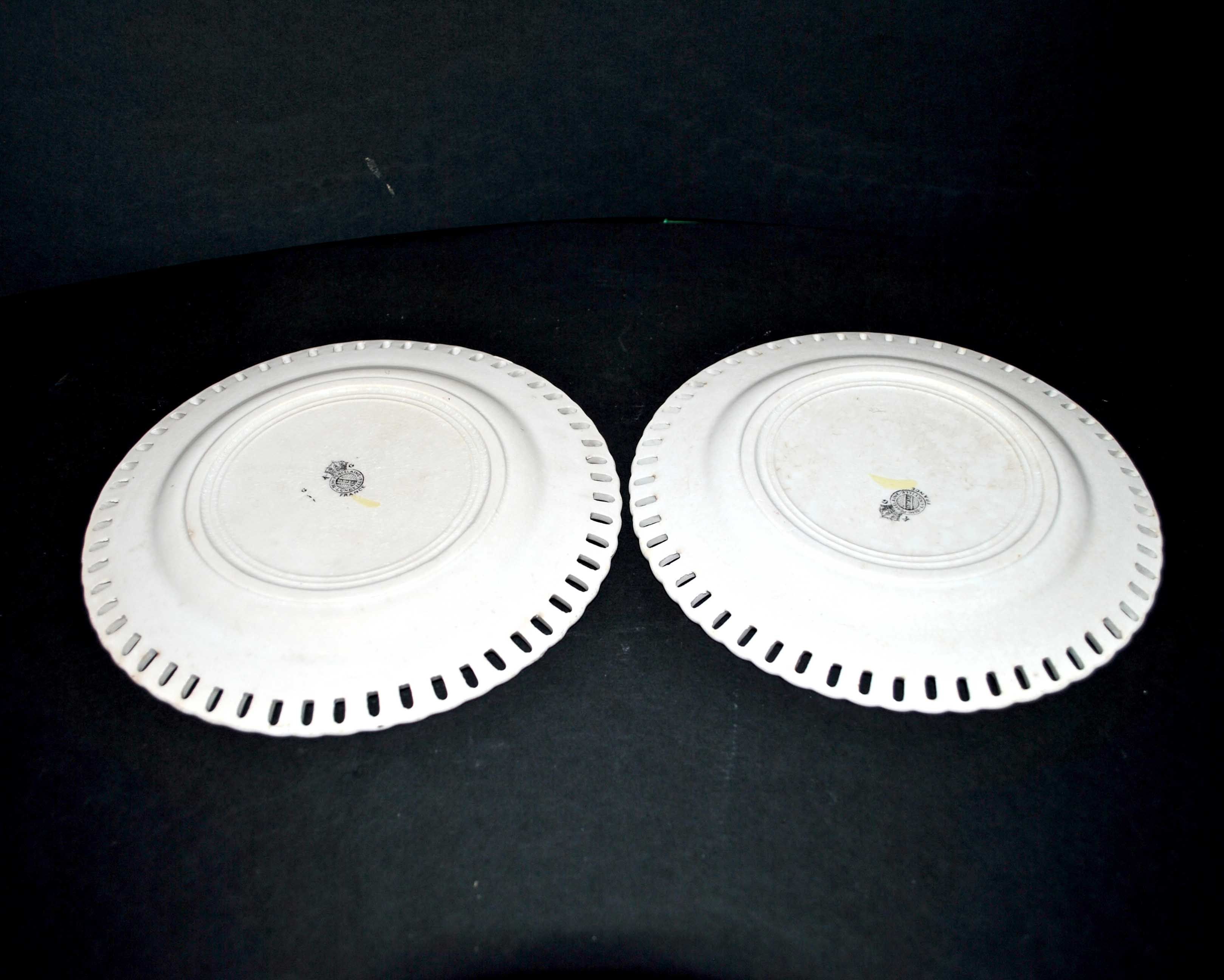 Dessert plates in openwork earthenware KG Lunéville model Lamppost